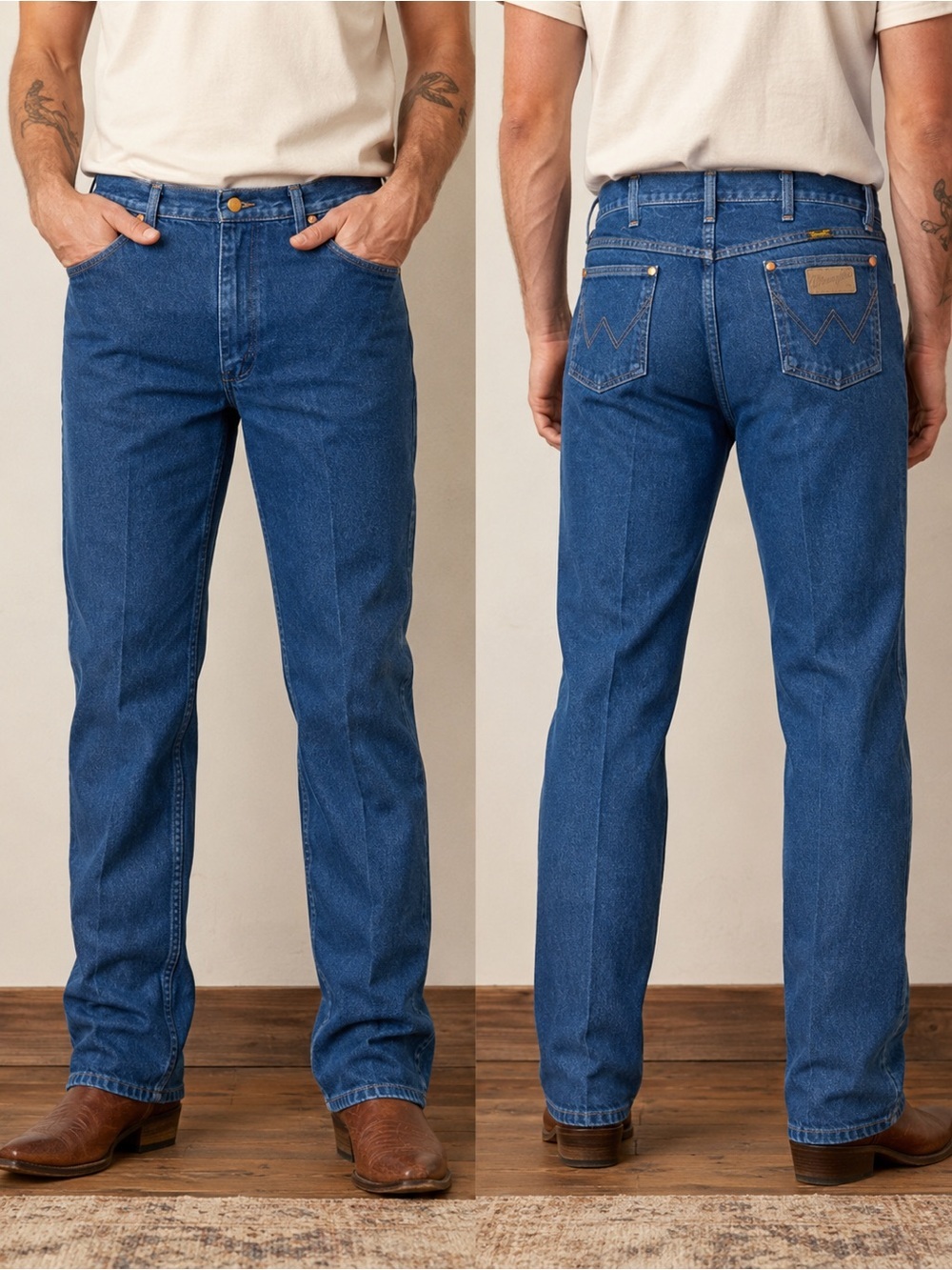 Vintage Wrangler Waxed Denim Jeans 36x36 Western Workwear